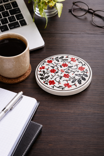Image showcasing Turkish Handmade Ceramic Coaster -Red/White Istanbul Grand Bazaar ...